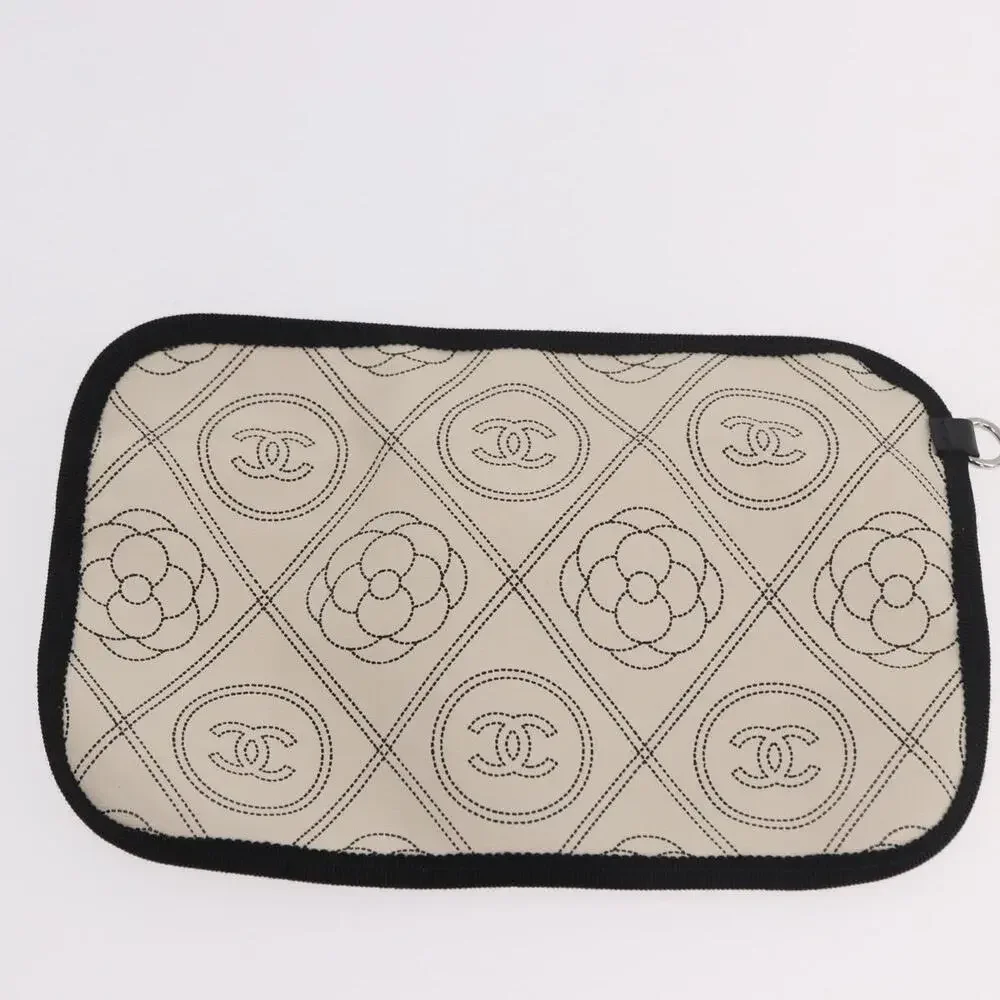 CHANEL Coated Canvas Camellia Printed Calfskin Bowling Bag